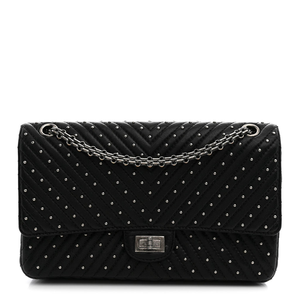 Sheepskin Chevron Quilted Studded 2.55 Reissue 226 Flap Black