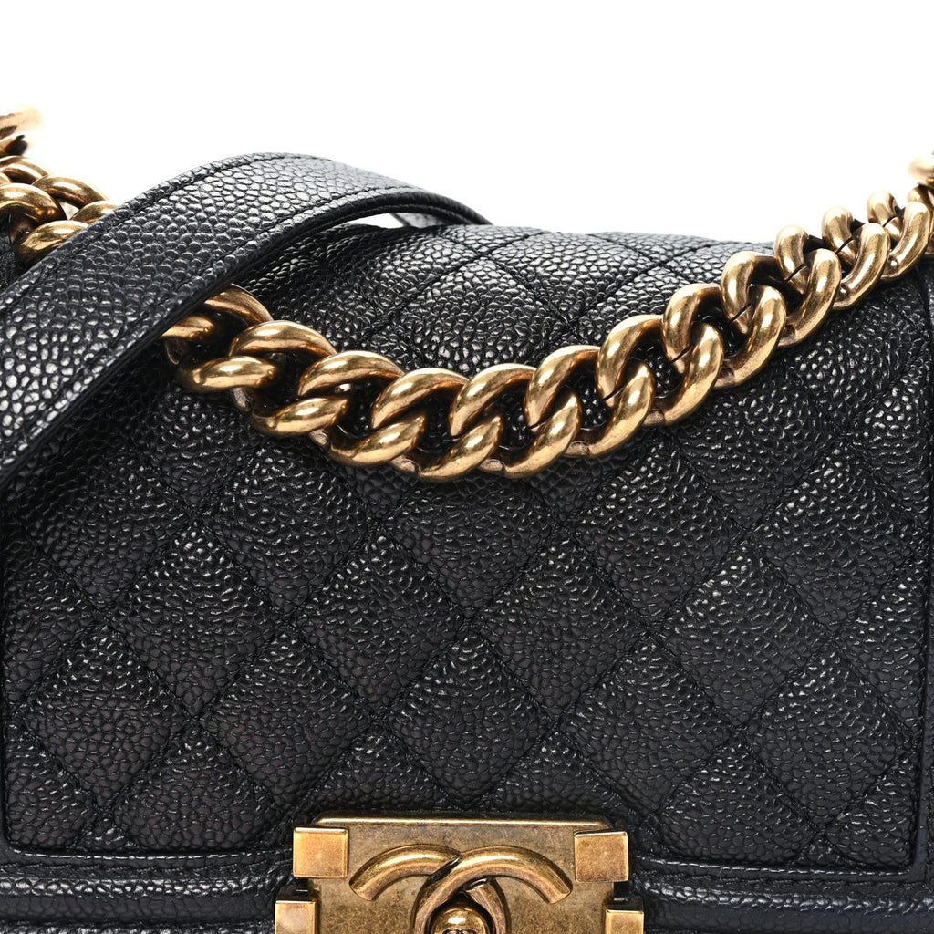 Caviar Quilted Small Boy Flap Black