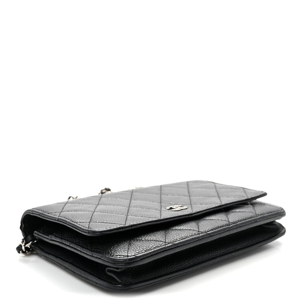 Caviar Quilted Wallet on Chain WOC Black