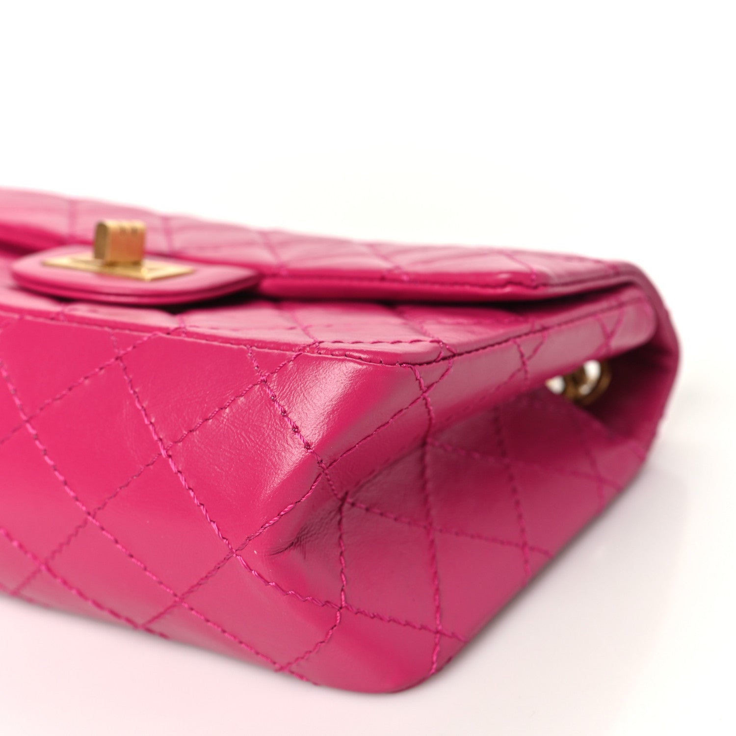 Aged Calfskin Quilted 2.55 Reissue Mini Flap Fuchsia