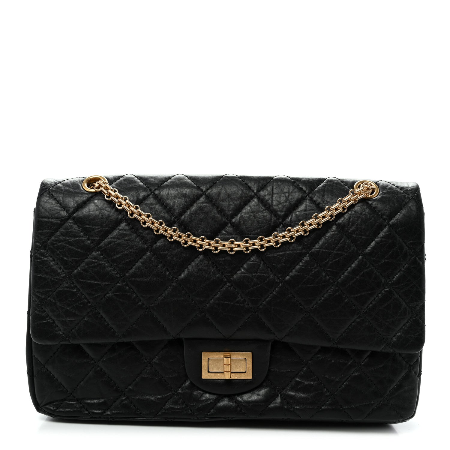 Aged Calfskin Quilted 2.55 Reissue 227 Flap Black