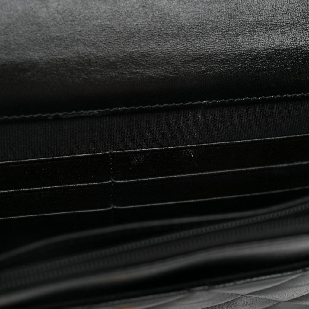 Lambskin Quilted Sweetheart Wallet On Chain WOC Black