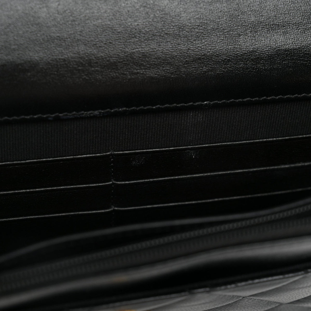 Lambskin Quilted Sweetheart Wallet On Chain WOC Black