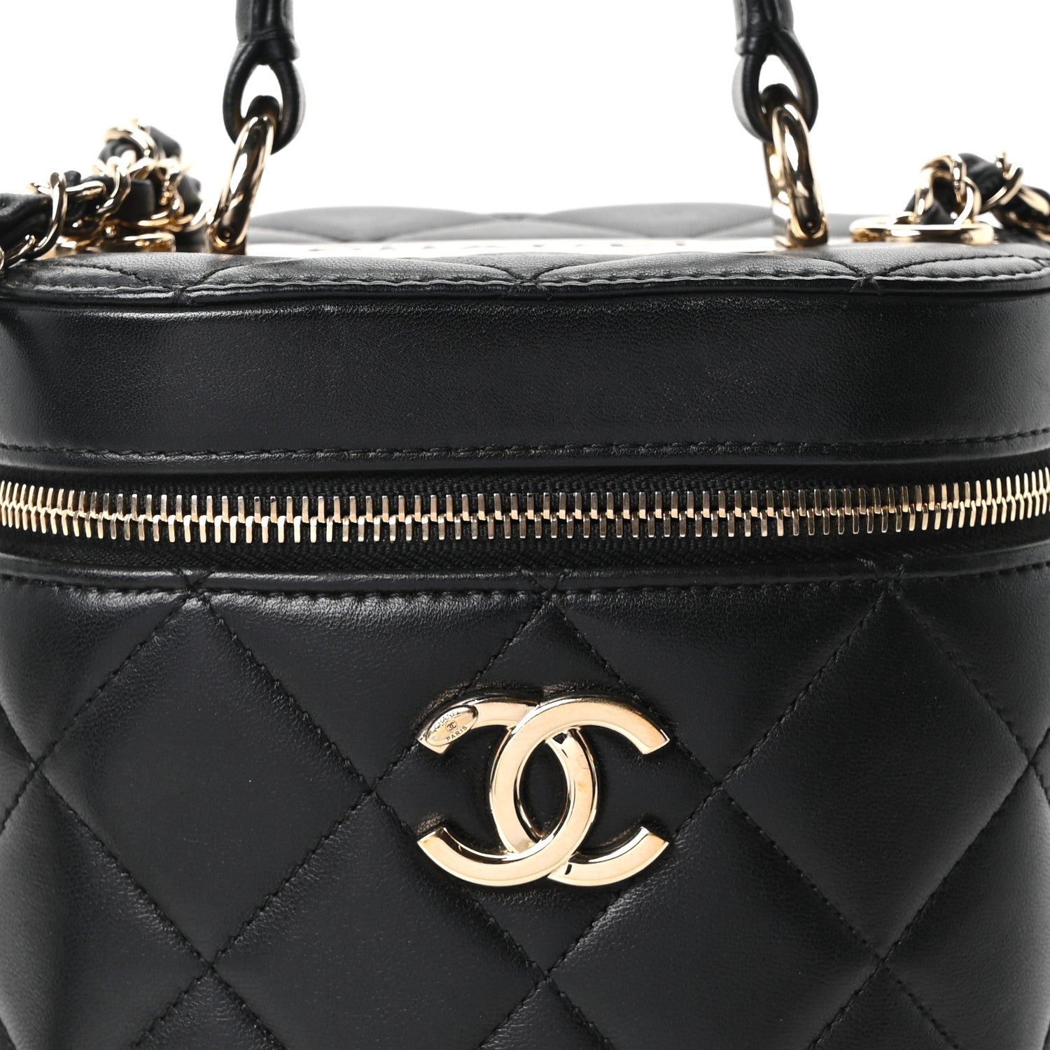 Lambskin Quilted Trendy Vanity Case Black