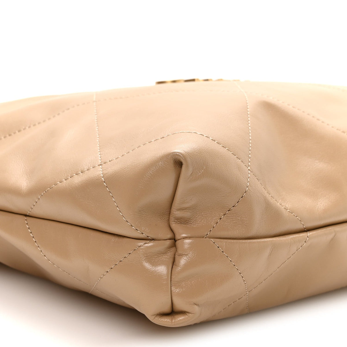 Shiny Calfskin Quilted Small Chanel 22 Beige