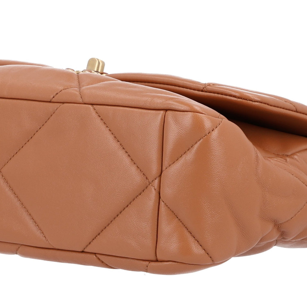 Lambskin Quilted Large Chanel 19 Flap Brown