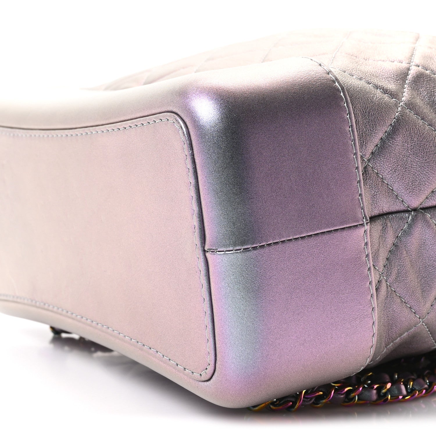 Iridescent Lambskin Calfskin Quilted Gabrielle Backpack Light Purple