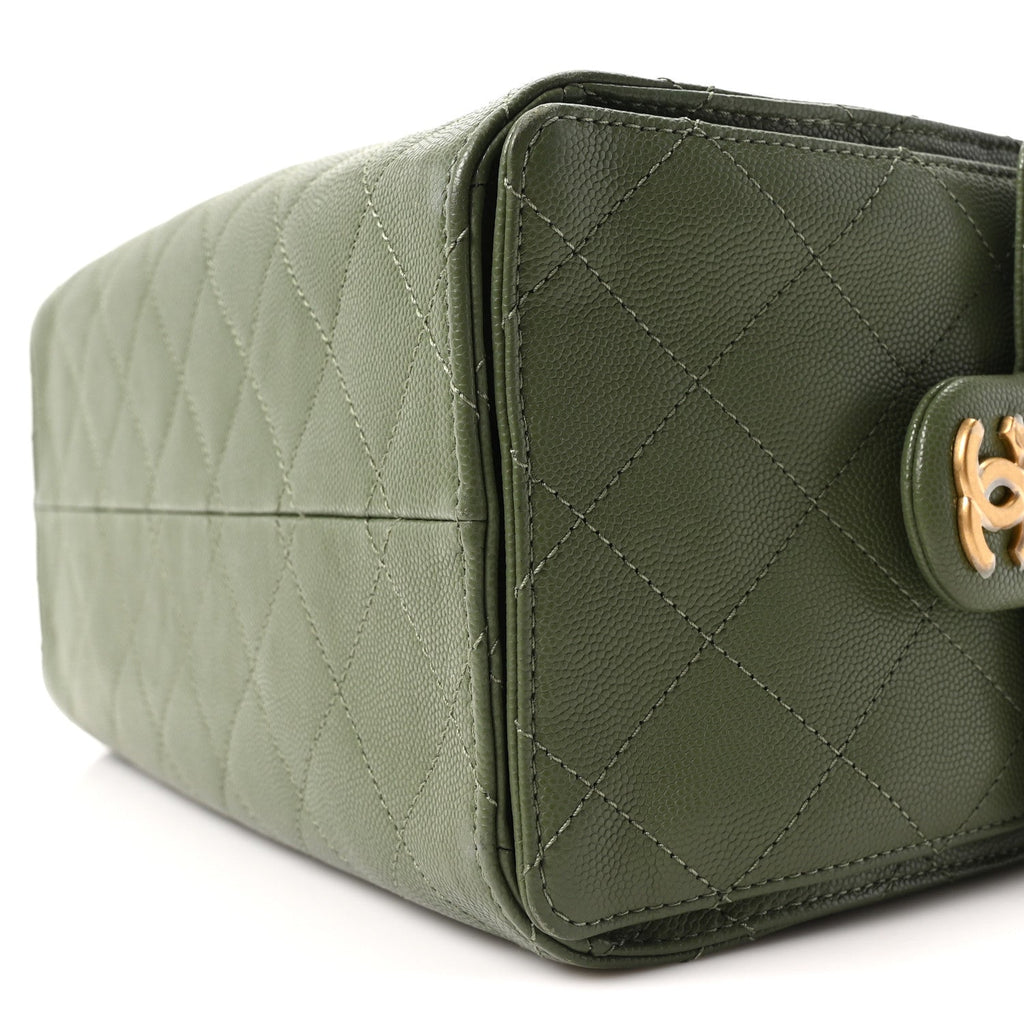 Caviar Quilted Small Chanel 25 Handbag Khaki
