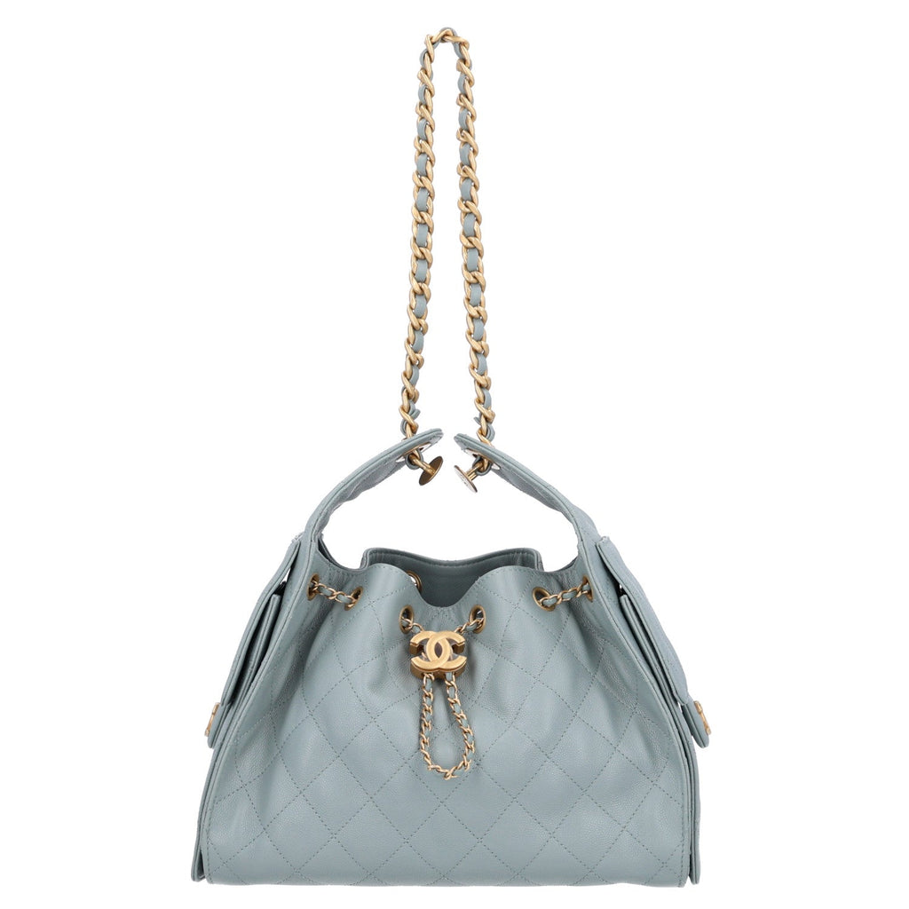 Caviar Quilted Small Chanel 25 Handbag Light Green