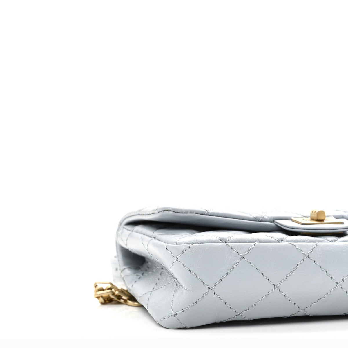 Aged Calfskin Quilted 2.55 Reissue Flap Belt Bag Clutch Light Blue