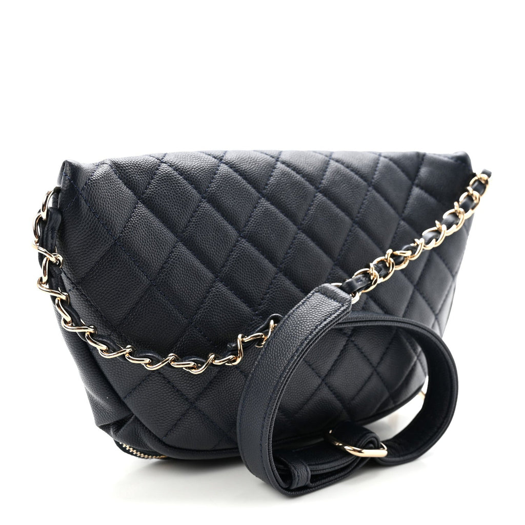 Caviar Quilted Business Affinity Waist Belt Bag Navy