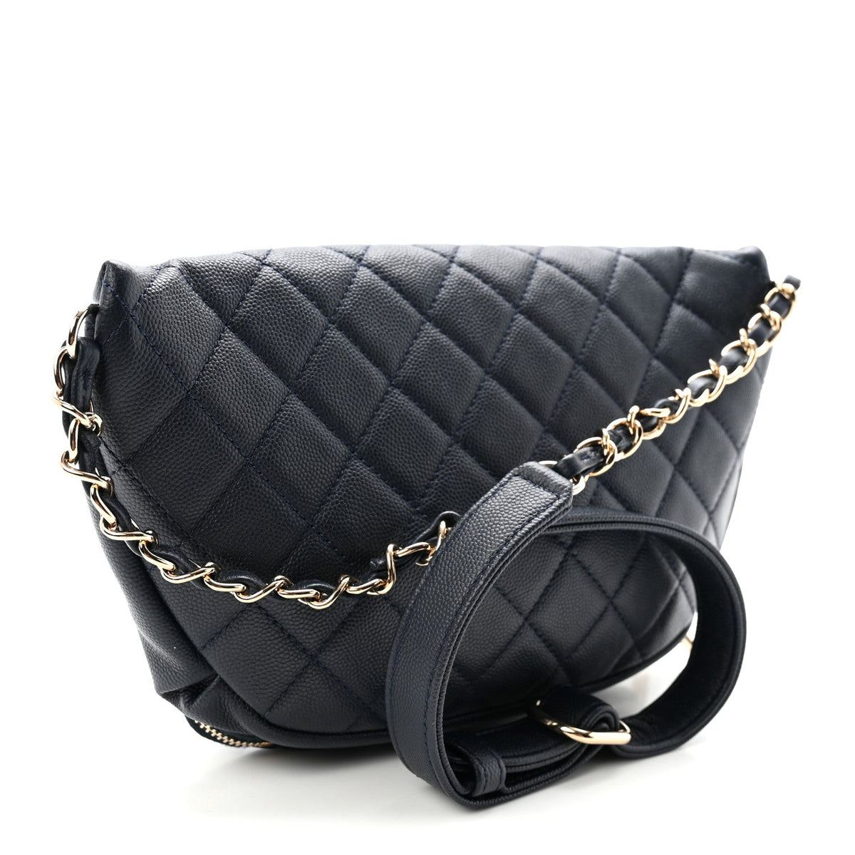 Caviar Quilted Business Affinity Waist Belt Bag Navy