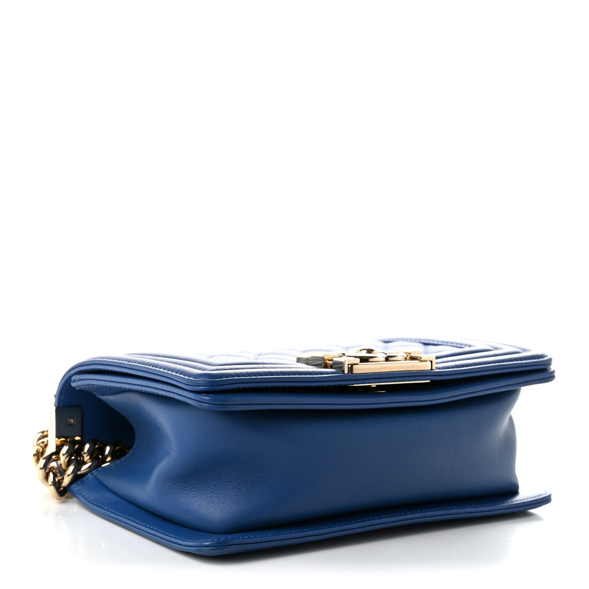 Lambskin Quilted Small Boy Flap Blue