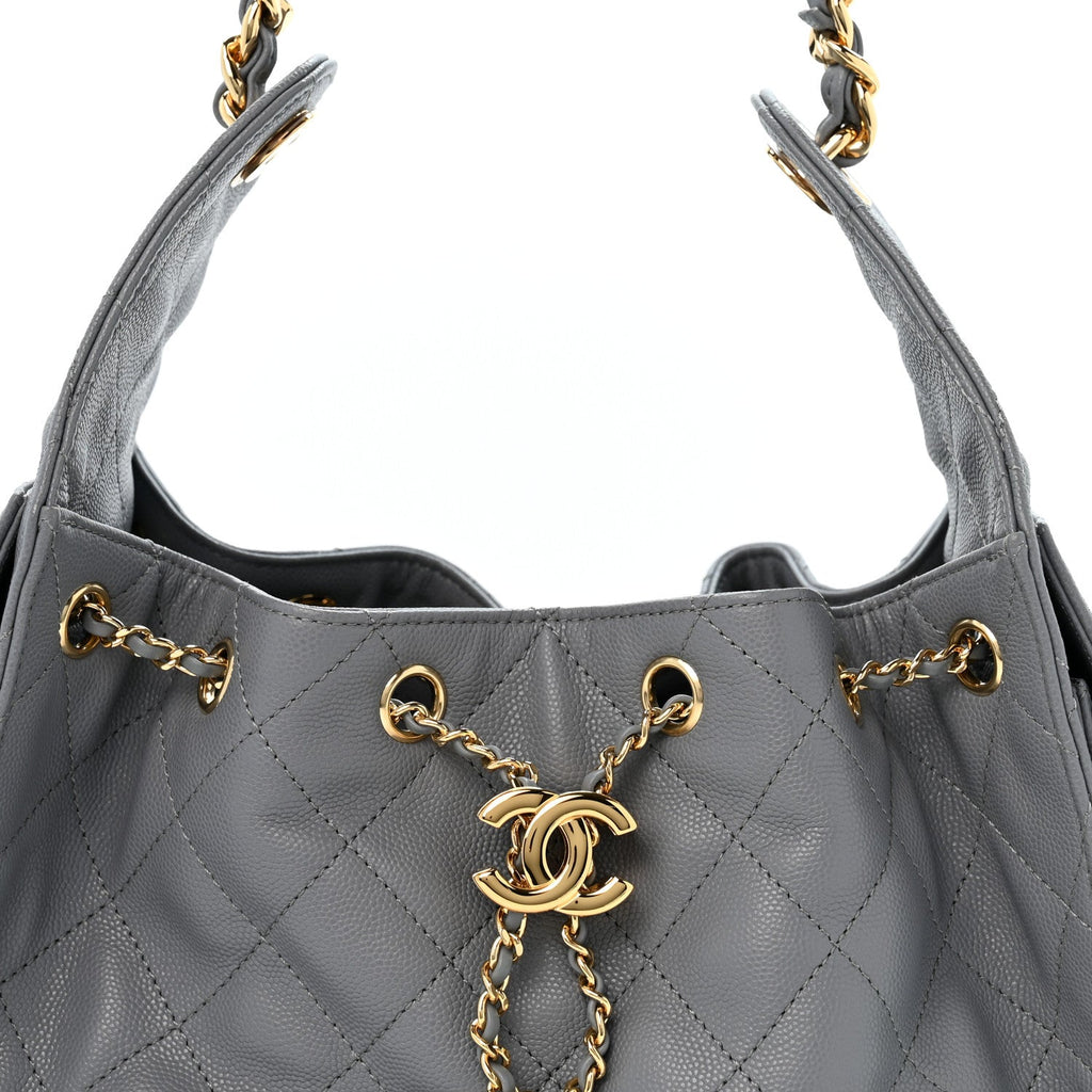 Caviar Quilted Small Chanel 25 Handbag Dark Grey
