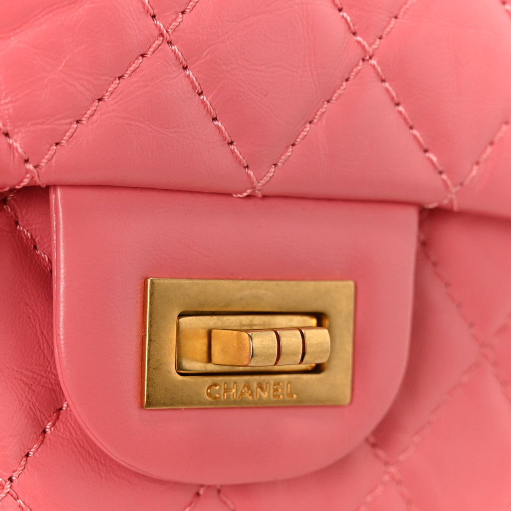 Aged Calfskin Quilted 2.55 Reissue Mini Flap Pink