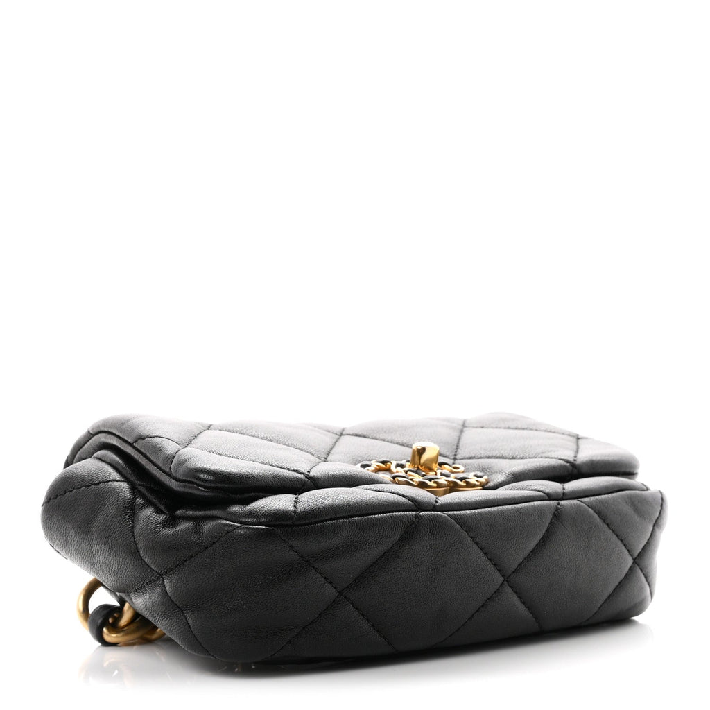Lambskin Quilted Chanel 19 Waist Bag Black