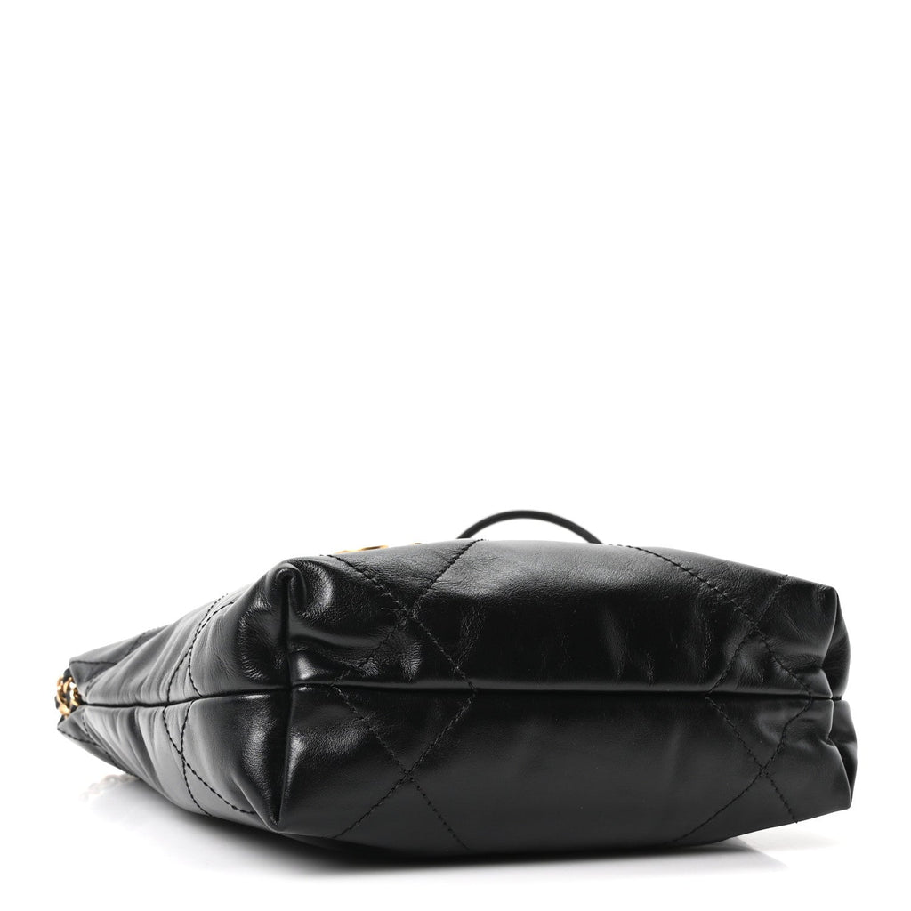 Shiny Calfskin Quilted Mini Chanel 22 Black
