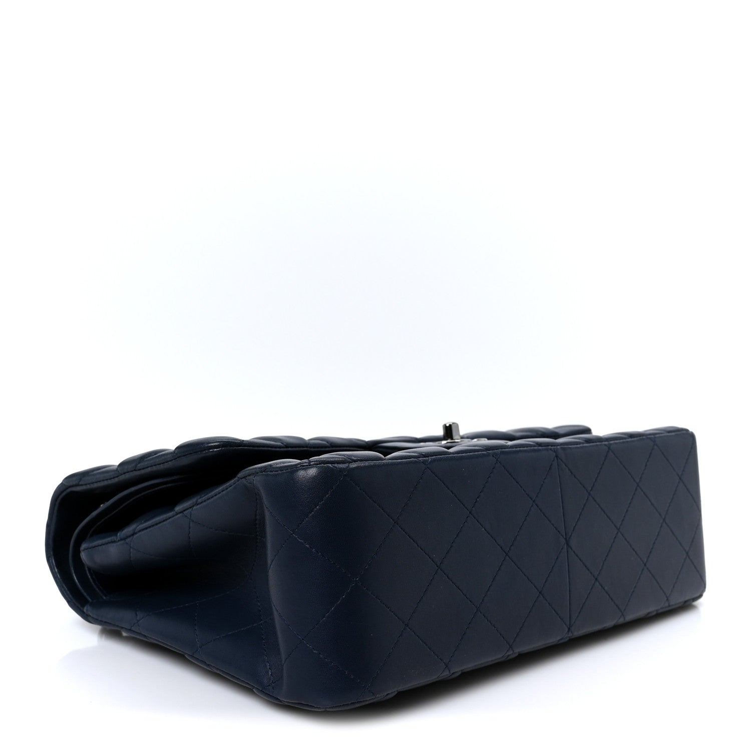 Lambskin Quilted Jumbo Double Flap Navy
