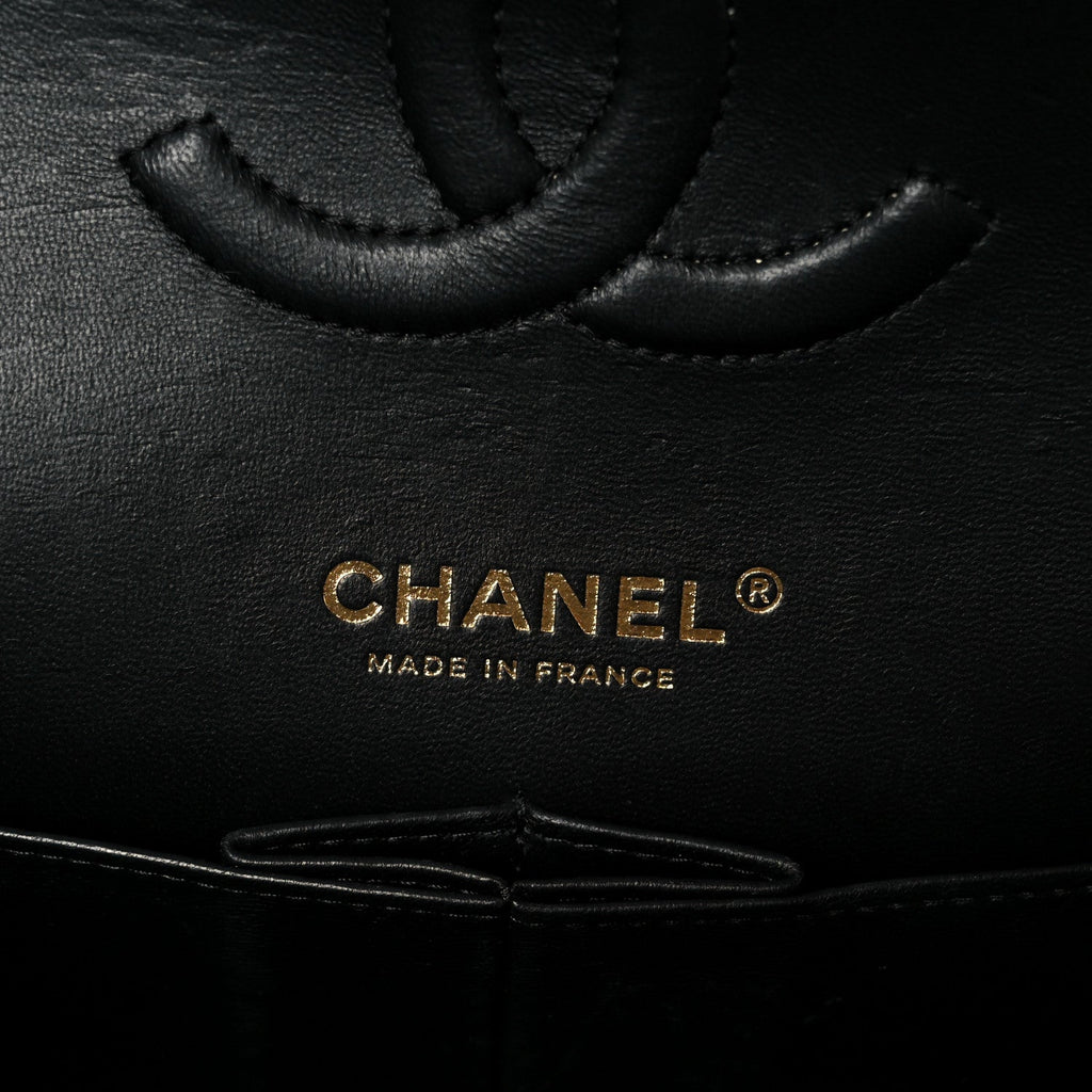 Lambskin Quilted Medium Double Flap Black