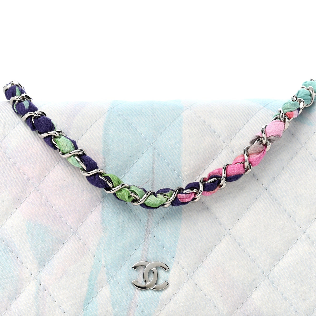 Canvas Quilted Jungle Jeans Wallet on Chain WOC Multicolor