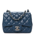 Lambskin Quilted Mini Square Flap Navy