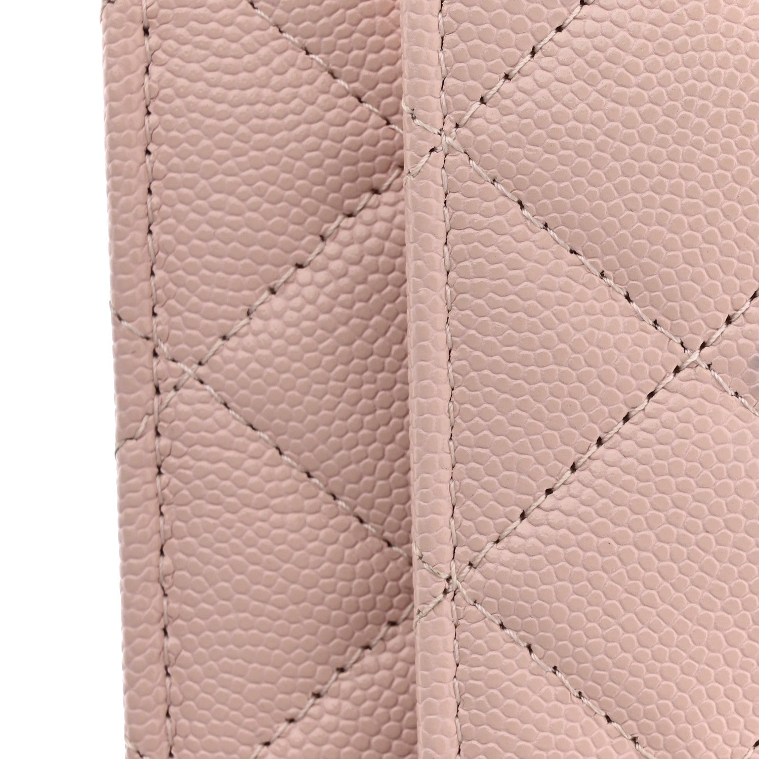 Caviar Quilted Crystal Enamel CC Wallet On Chain WOC Light Pink