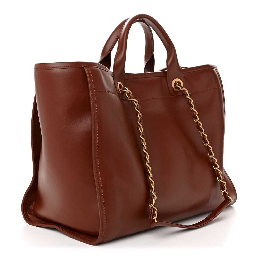 Calfskin Large Deauville Tote Brown