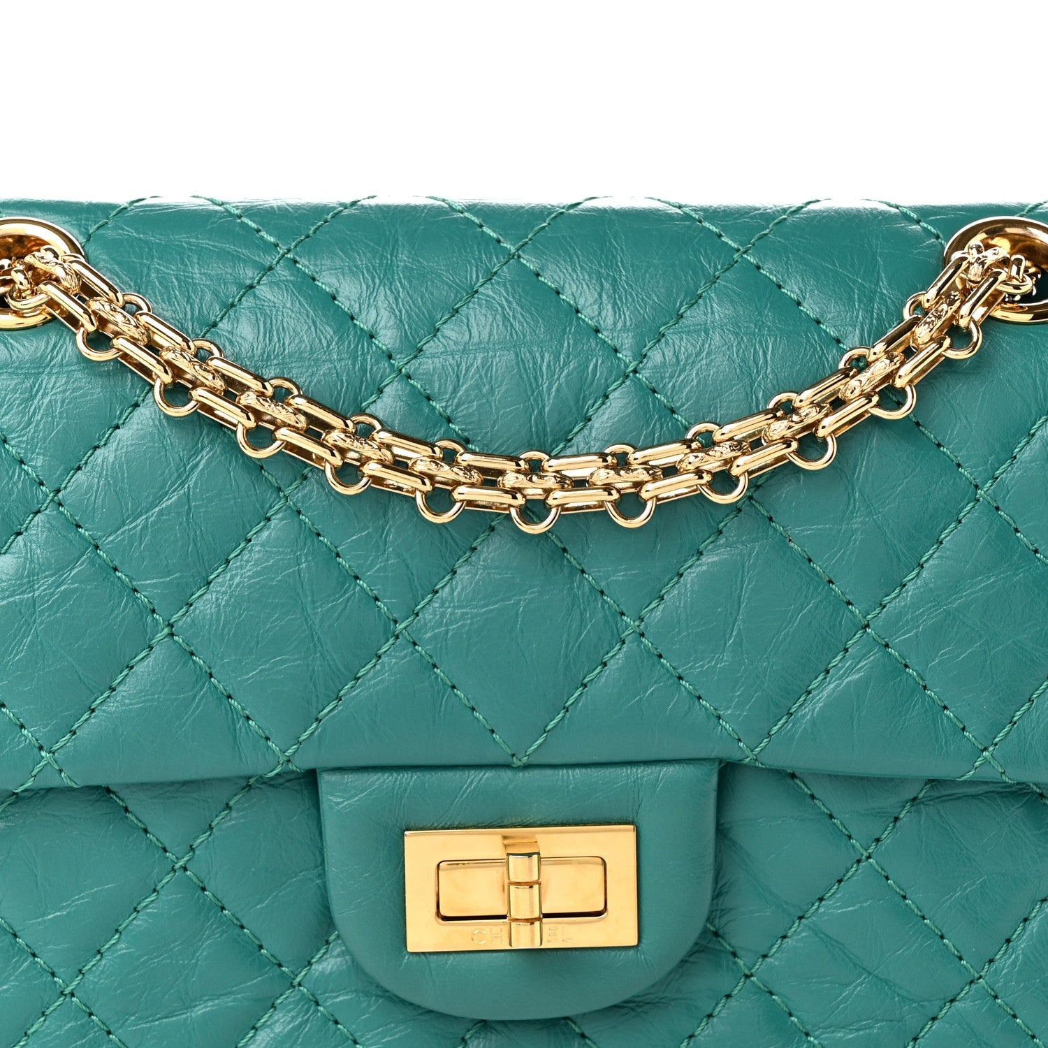 Aged Calfskin Quilted 2.55 Reissue Mini Flap Green