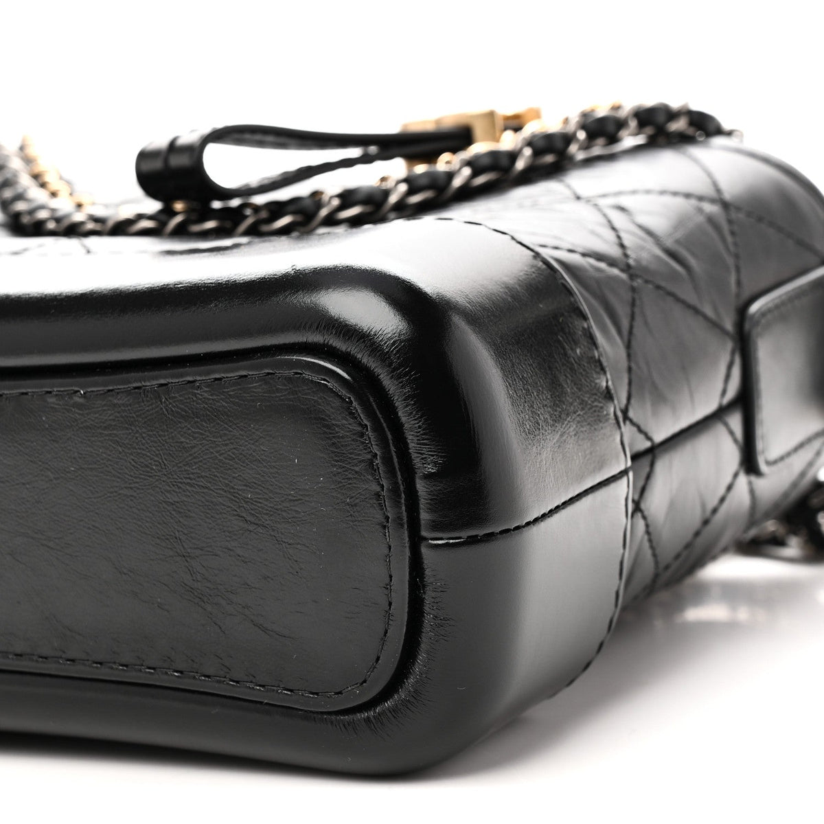 Aged Calfskin Quilted Small Gabrielle Hobo Black