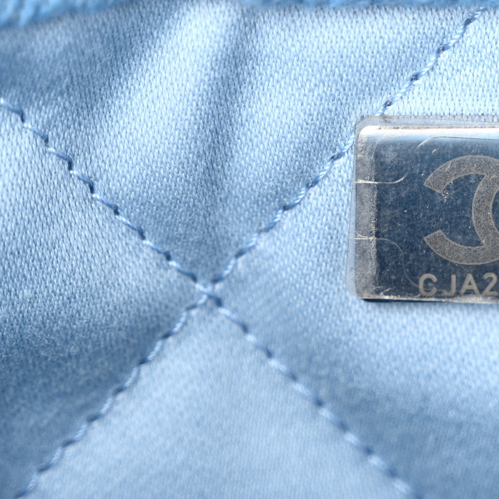 Denim Quilted Small Chanel 22 Light Blue