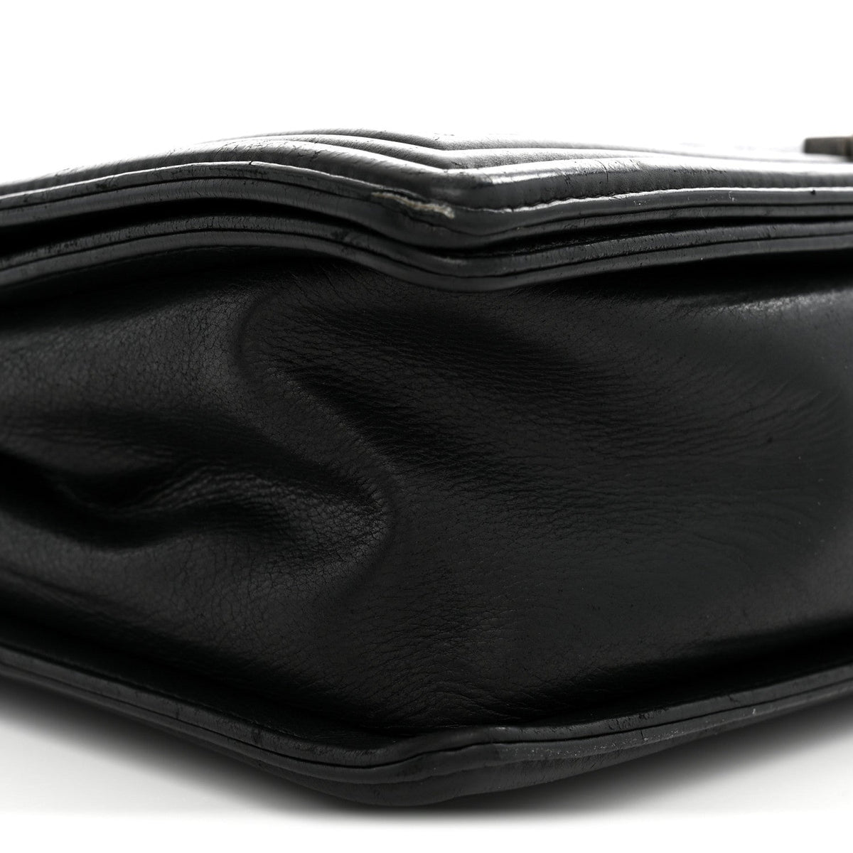Calfskin Quilted Large Boy Flap Black