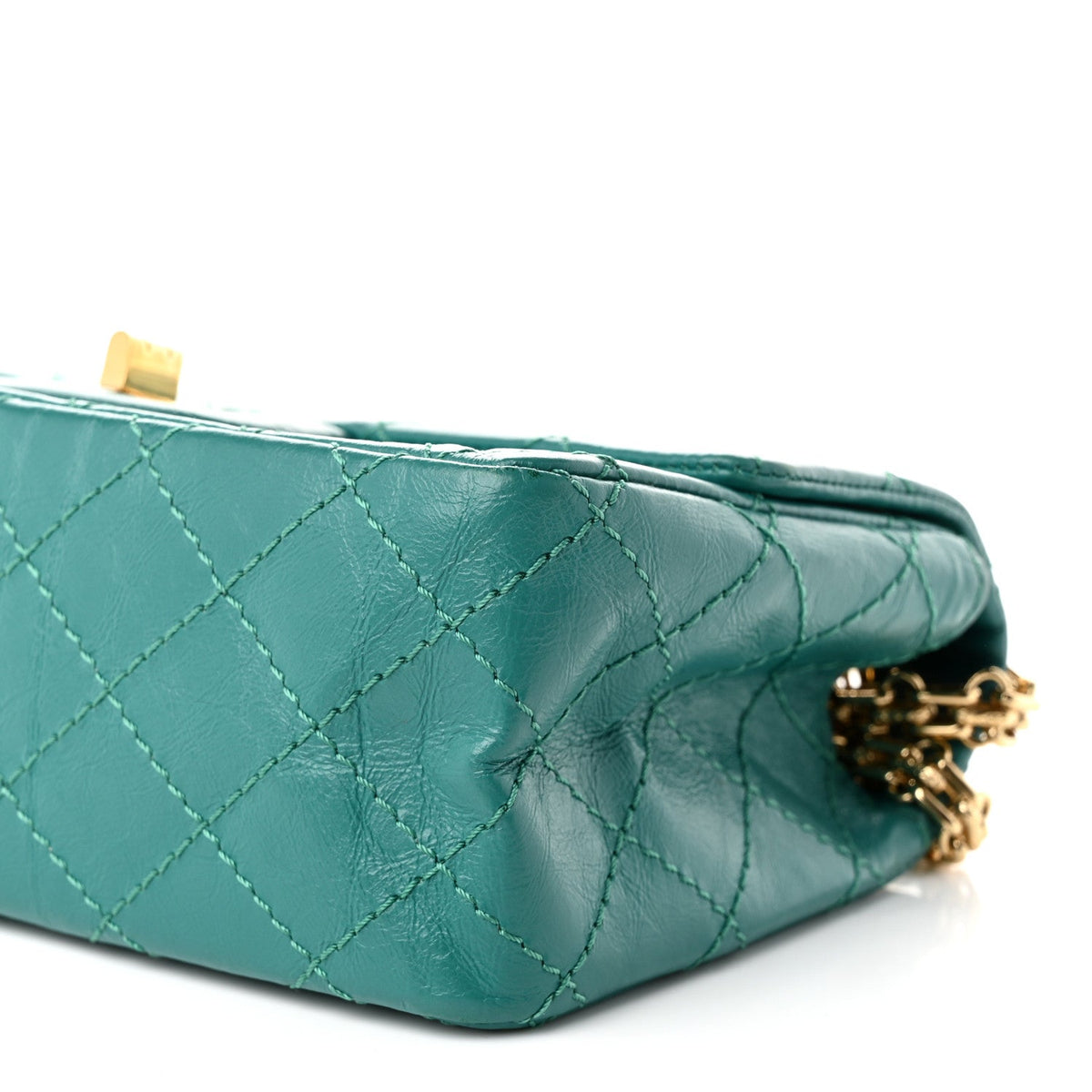 Aged Calfskin Quilted 2.55 Reissue Mini Flap Green