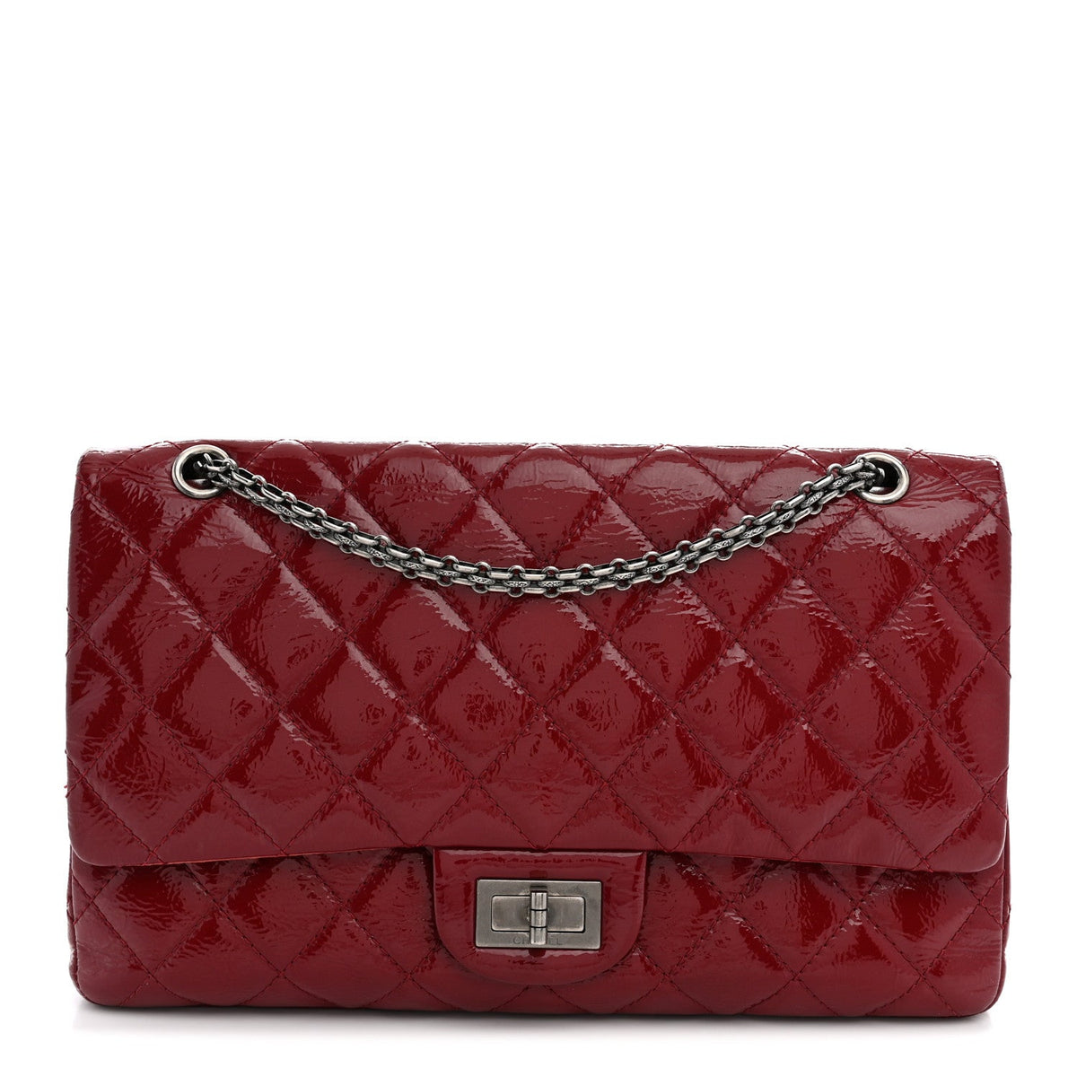 Distressed Patent Quilted 2.55 Reissue 227 Flap Raspberry Red