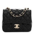 Lambskin Quilted Mini Square Flap Black
