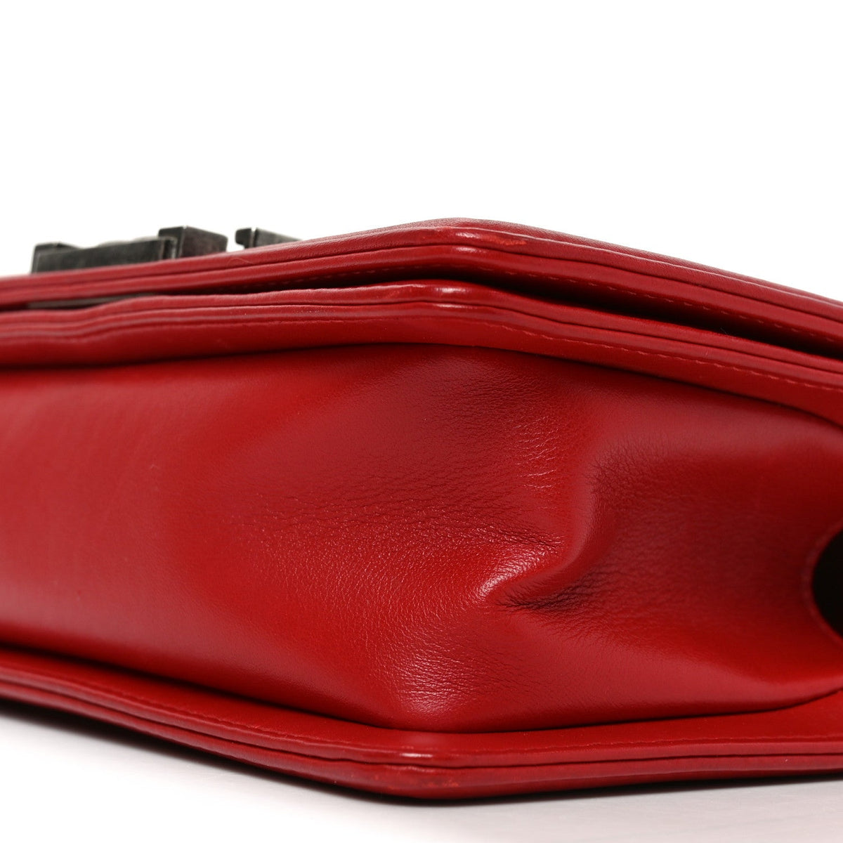 Lambskin Quilted Small Boy Flap Red