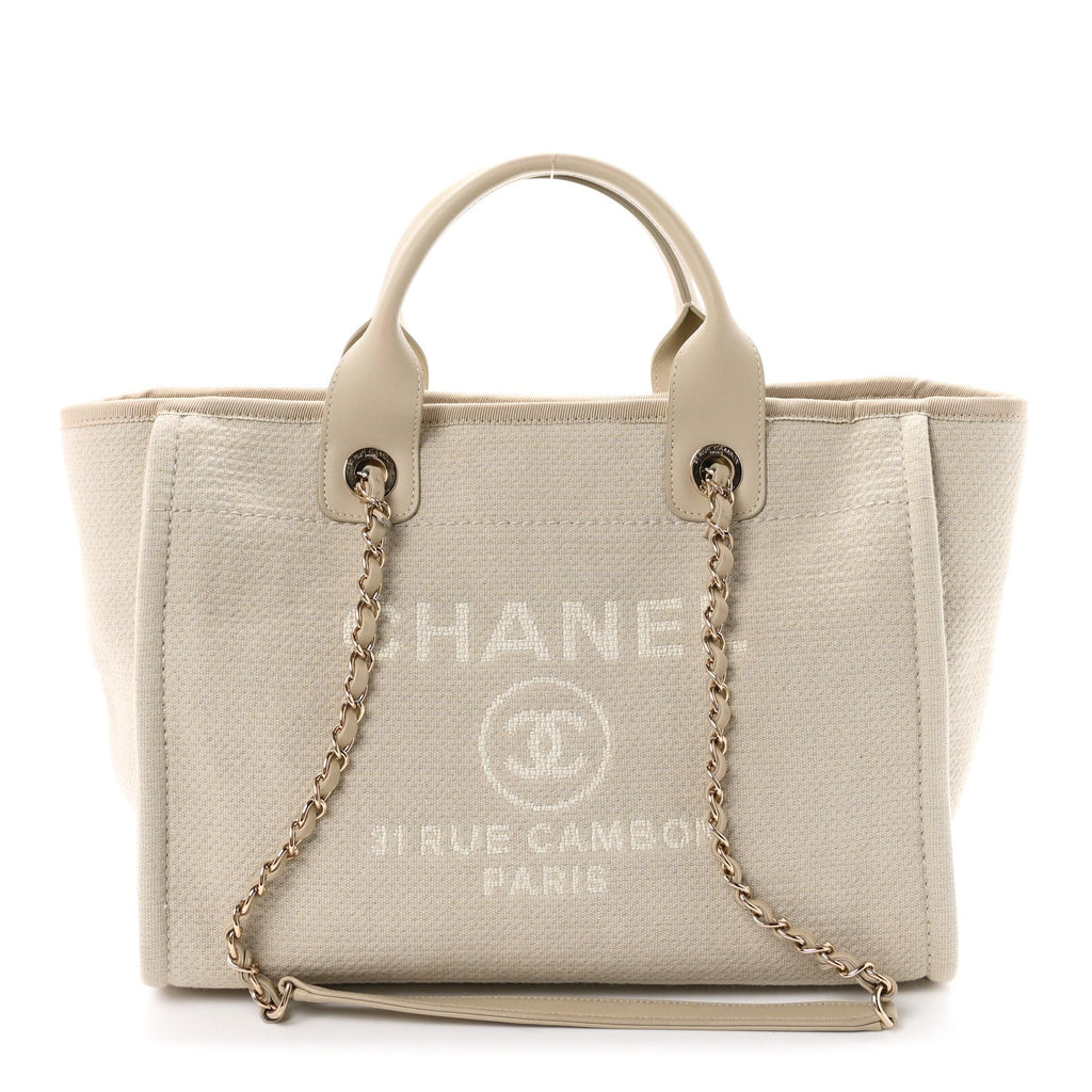 Mixed Fibers Small Deauville Tote Beige