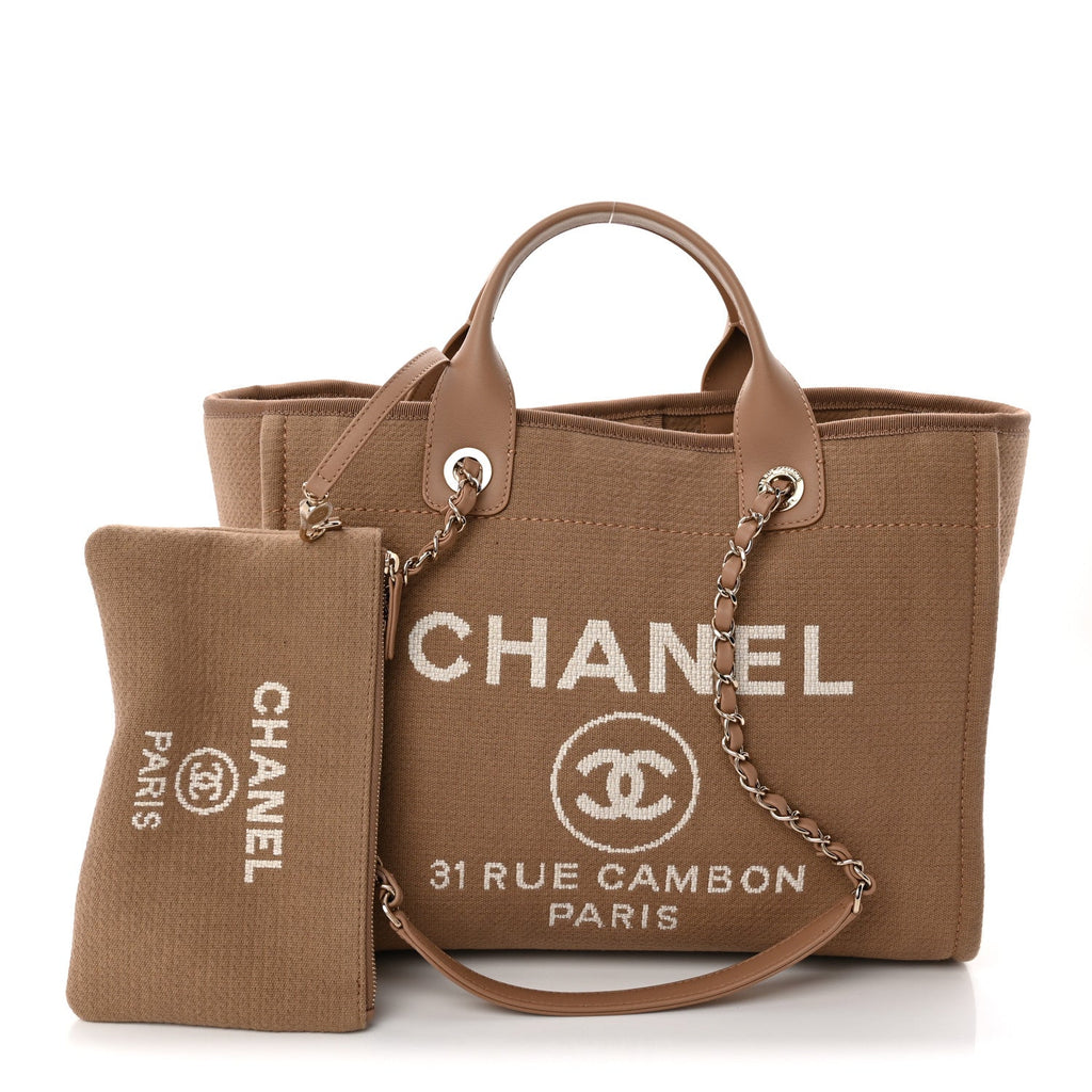 Mixed Fibers Small Deauville Tote Dark Beige