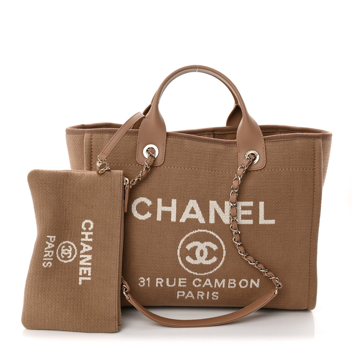 Mixed Fibers Small Deauville Tote Dark Beige