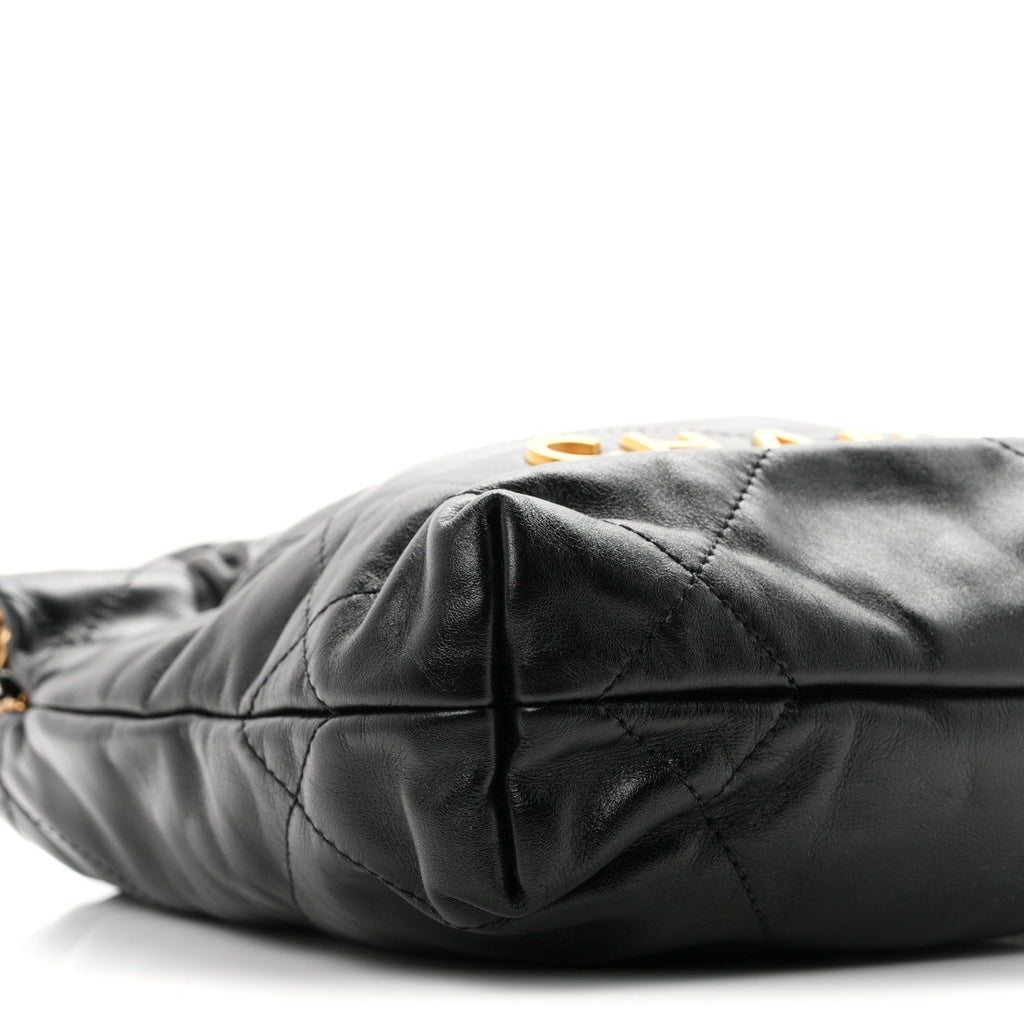 Shiny Calfskin Quilted Mini Chanel 22 Black