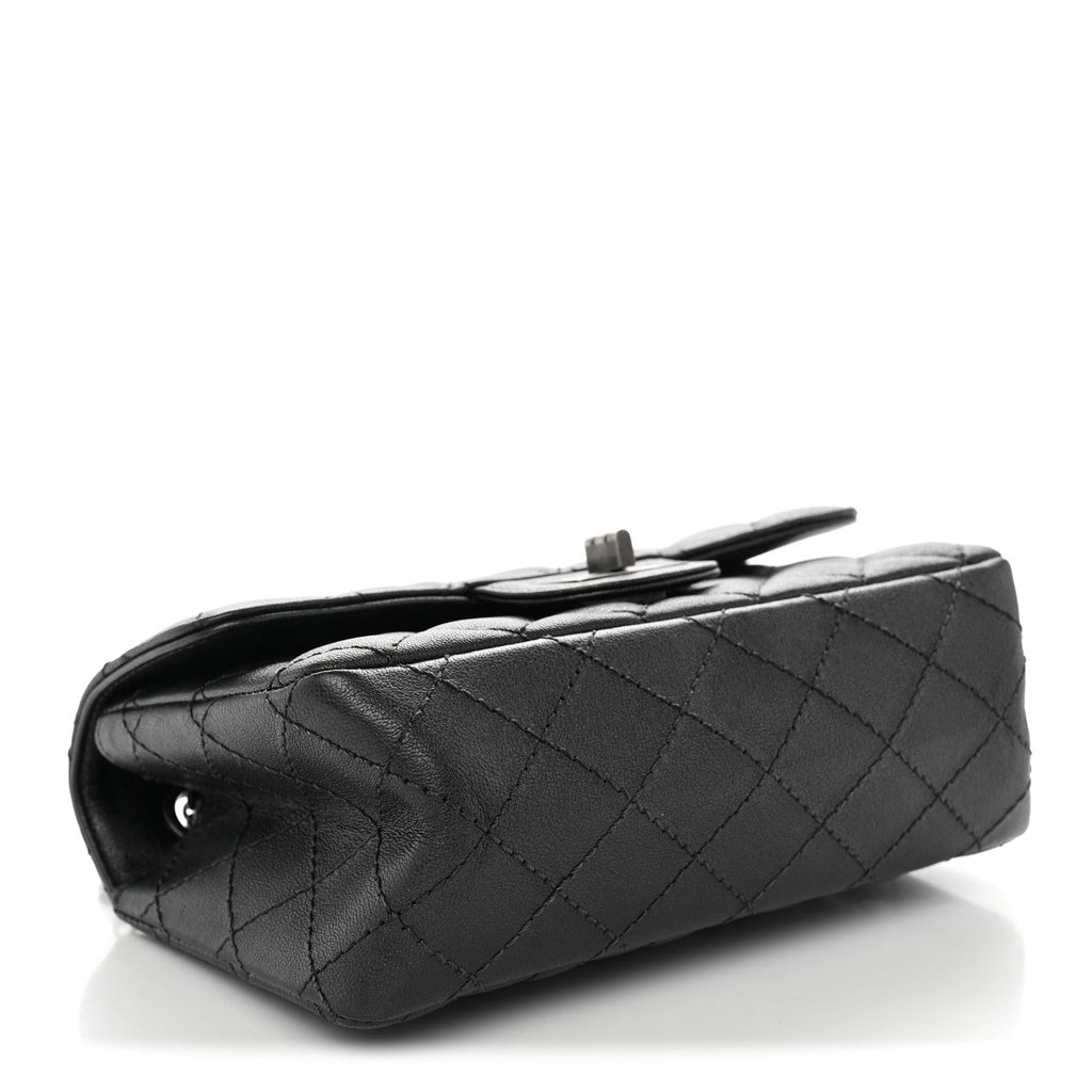 Metallic Sheepskin Quilted 2.55 Reissue Mini Flap Dark Grey