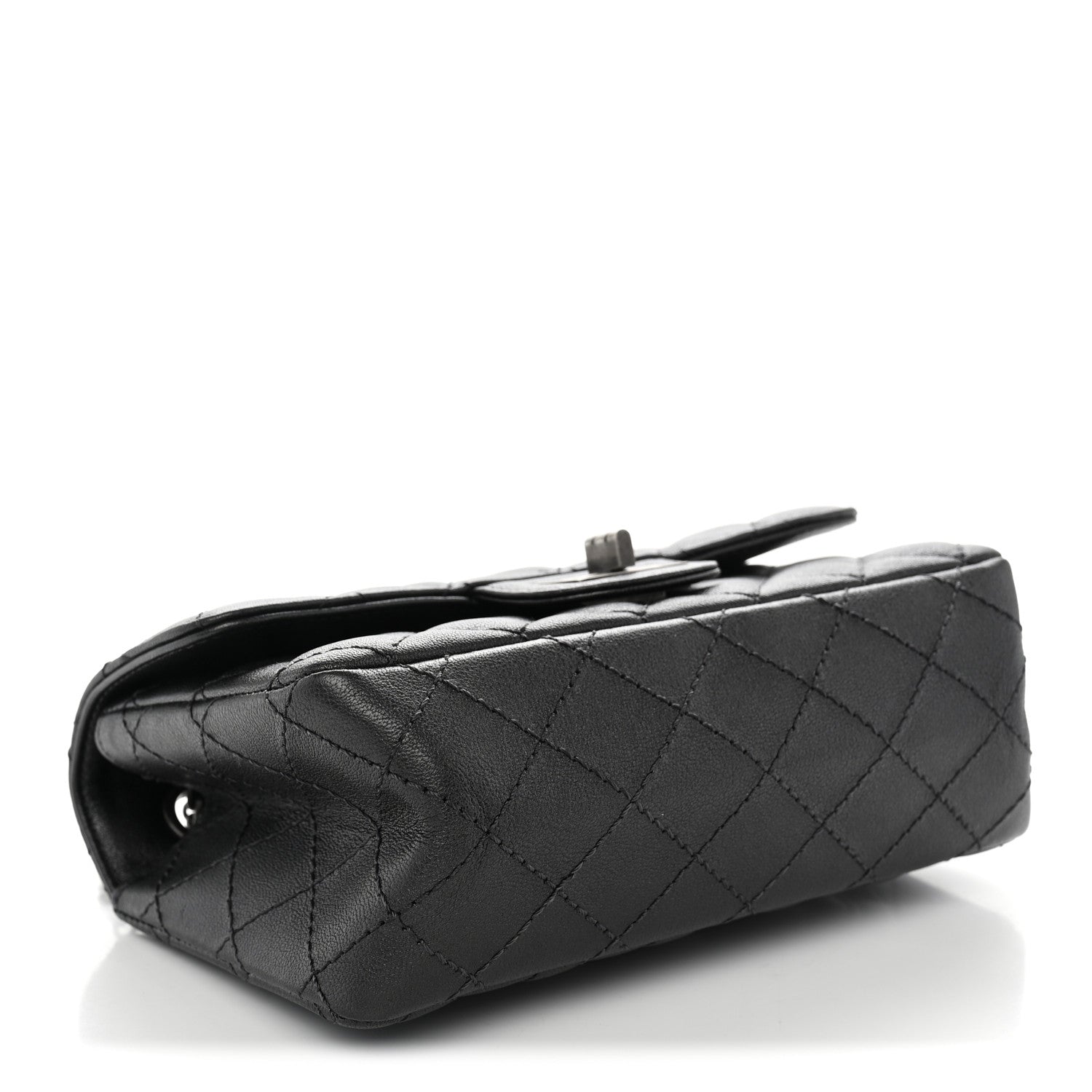 Metallic Sheepskin Quilted 2.55 Reissue Mini Flap Dark Grey