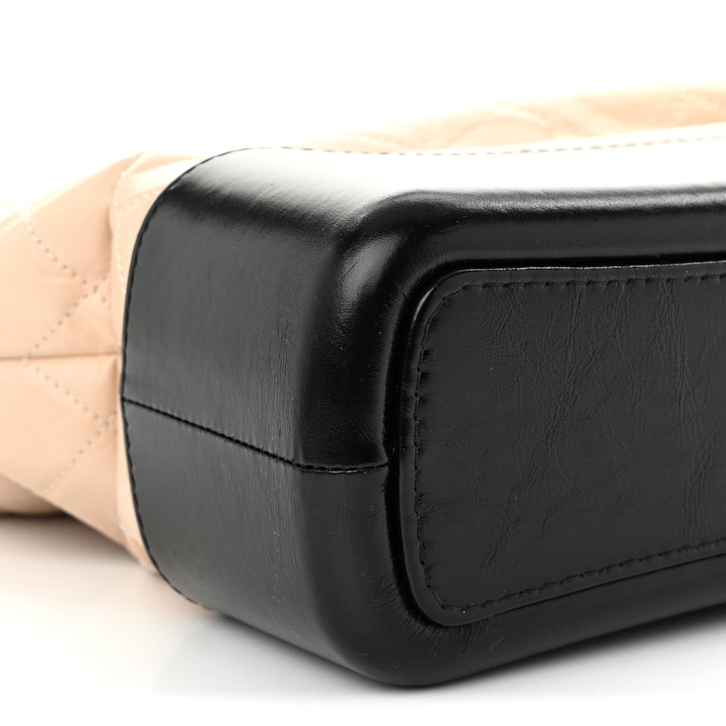 Aged Calfskin Quilted Medium Gabrielle Hobo Beige Black