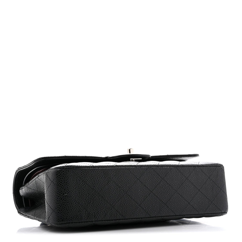 Caviar Quilted Medium Double Flap Black