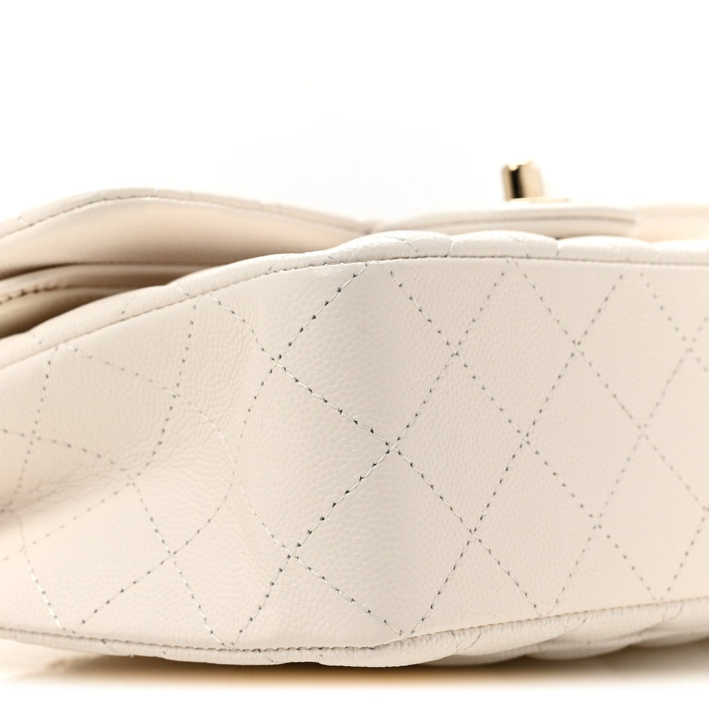 Caviar Quilted Small Double Flap White