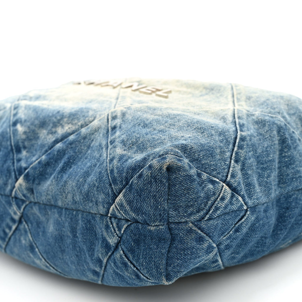 Denim Quilted Small Chanel 22 Blue