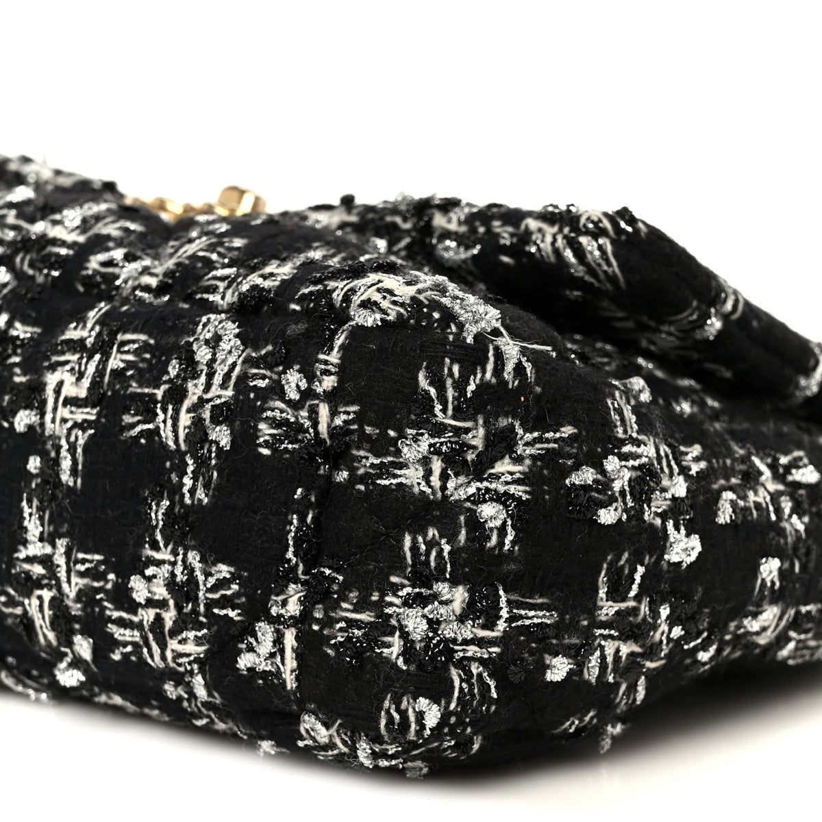Tweed Quilted Medium Chanel 19 Flap Black Silver Ecru