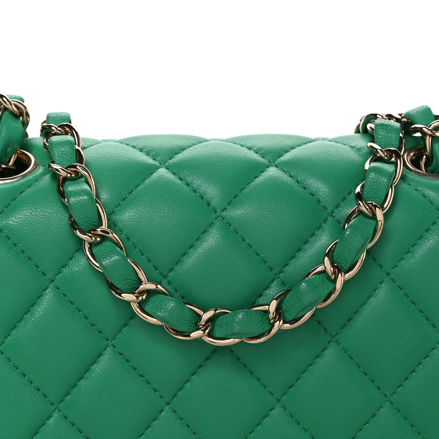 Lambskin Quilted Mini Square Flap Green