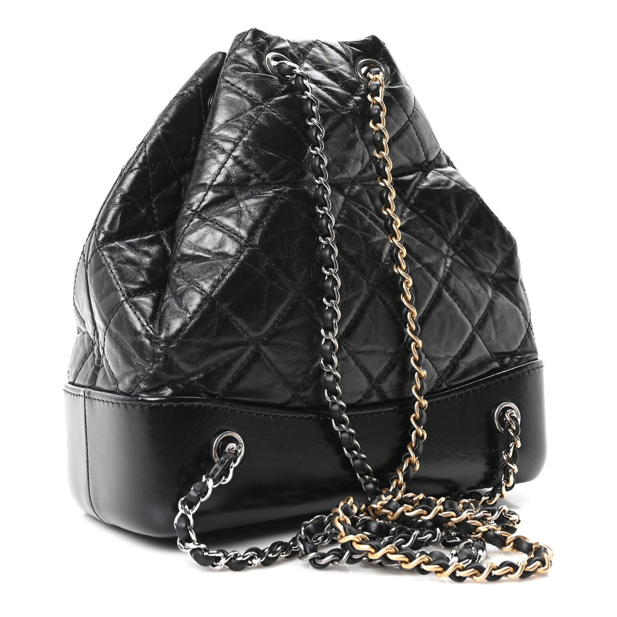 Aged Calfskin Quilted Small Gabrielle Backpack Black