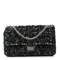 Patent Sequin Crystal Ruched 2.55 Reissue 225 Flap Black