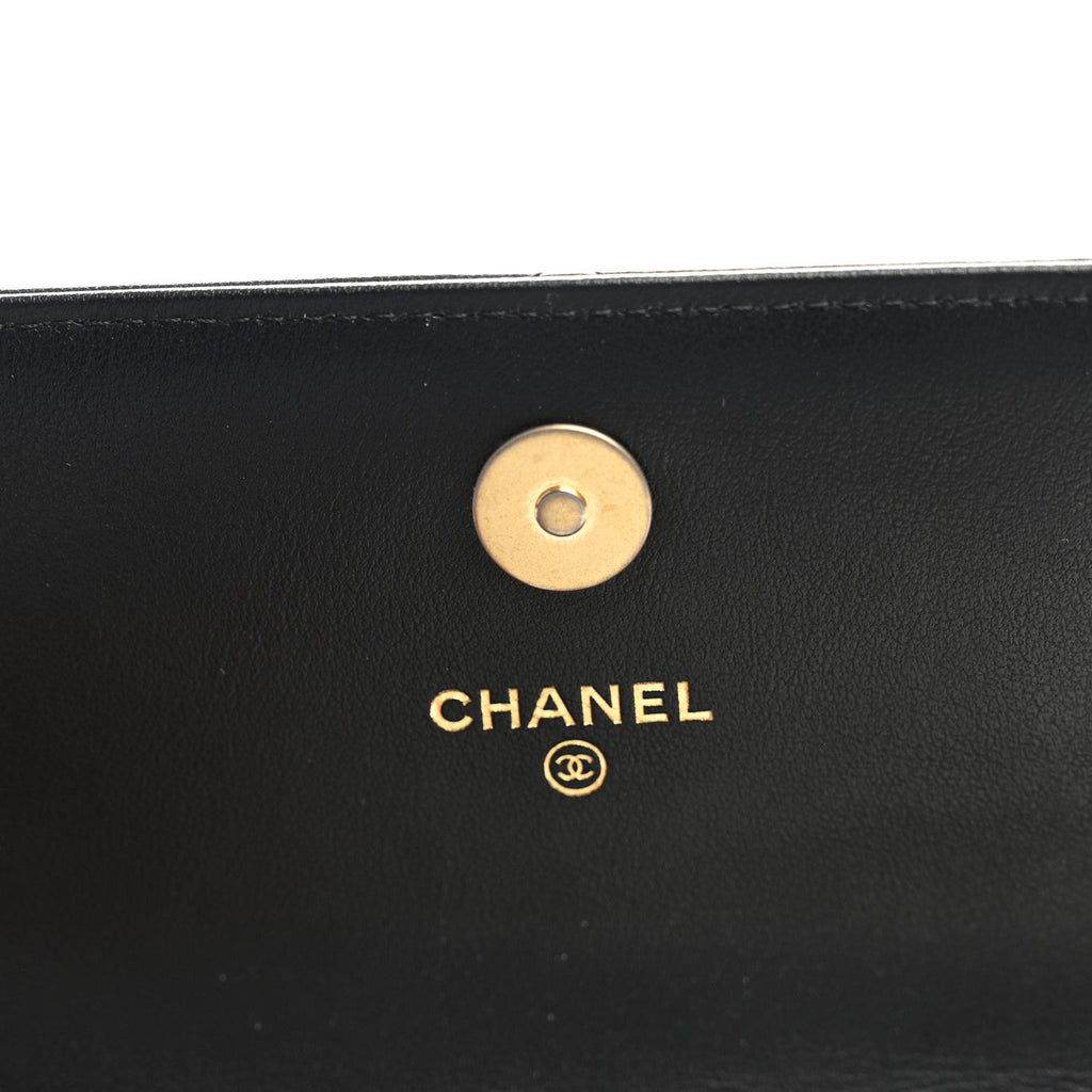 Lambskin Quilted Chanel 19 Flap Clutch Black